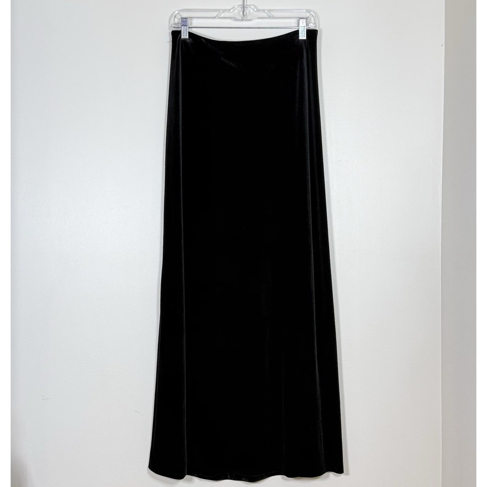 Alex Evenings Womens Black Velvet Maxi Skirt M Vintage 90s Goth Formal Witchy